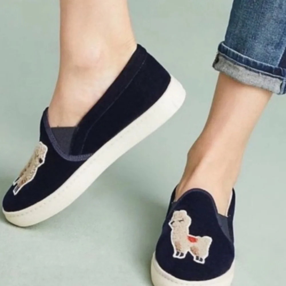 Soludos Blue Velvet Llama Loafers - Picture 2 of 7
